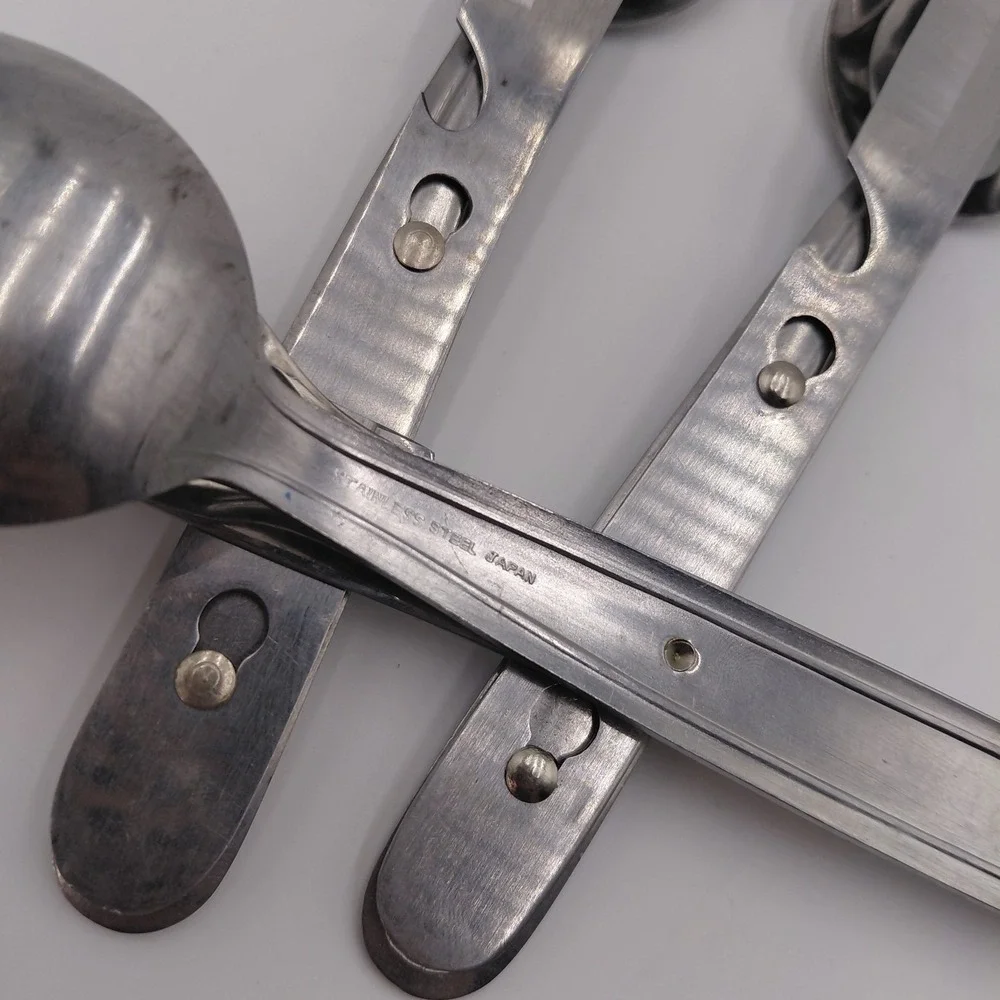 4 Vintage Stainless Steel Japan Camping Kit Utensil Knife, Spoon, Fork Utility